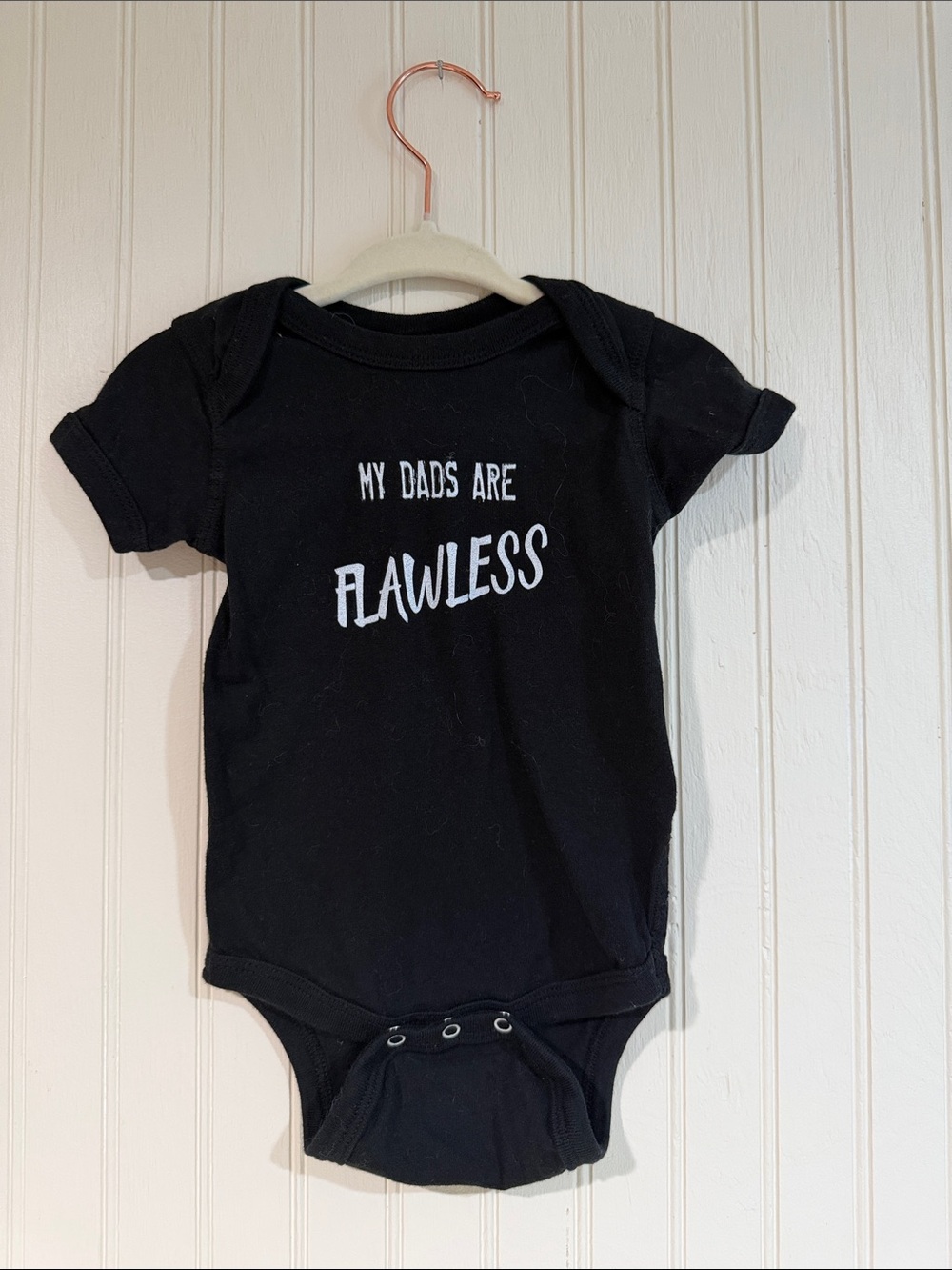 Rabbit Skins Black Kids One-Piece Bodysuit with White Text